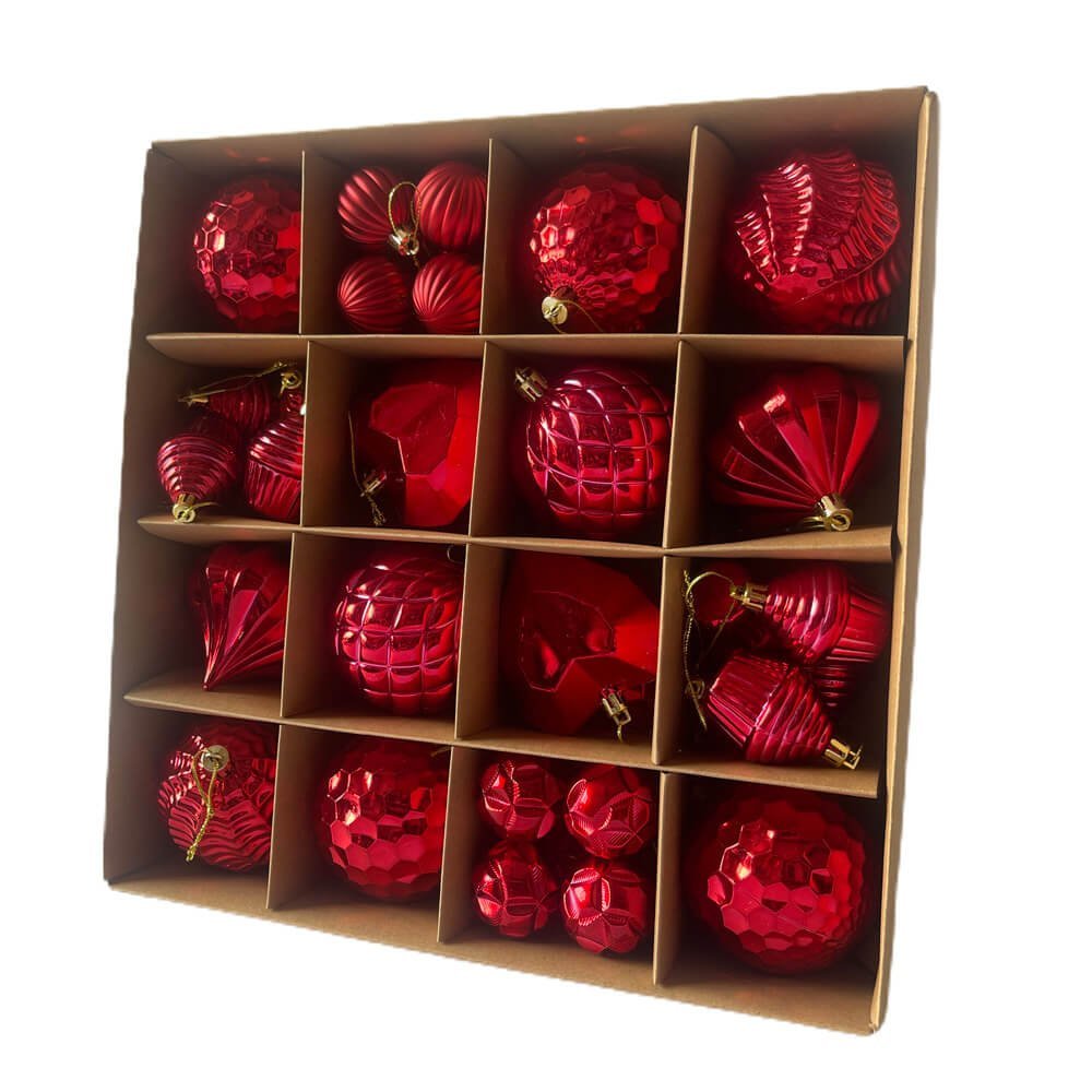 40 pcs Deep Shiny Red Theme Hanging Christmas Tree Ornaments