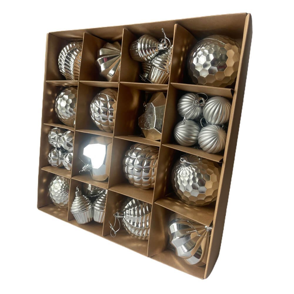 40 قطعة من زينة شجرة عيد الميلاد المعلقة ذات الطابع الفضي