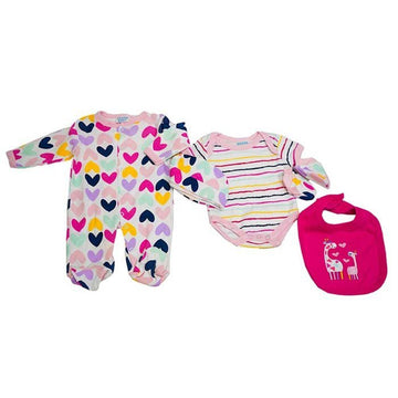 5pcs Matching Combo Set, Little Hearts & Giraffe, Pink - Little Surprise Box5pcs Matching Combo Set, Little Hearts & Giraffe, Pink