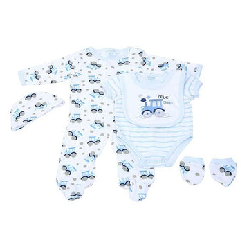 5pcs Matching Combo Set, Little Train, Blue - Little Surprise Box5pcs Matching Combo Set, Little Train, Blue