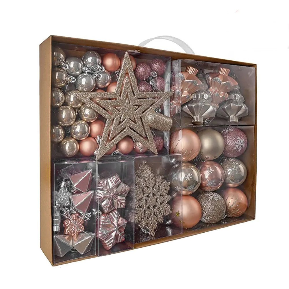 70 pcs Bronze Metal Shaded Big Star themed Christmas Ball Tree ornaments XMAS Decoration Set - Little Surprise Box70 pcs Bronze Metal Shaded Big Star themed Christmas Ball Tree ornaments XMAS Decoration Set