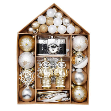 70 pcs Gold & Shimmer Astronaut Galaxy theme, Christmas Ball Tree ornaments XMAS Decoration Set - Little Surprise Box70 pcs Gold & Shimmer Astronaut Galaxy theme, Christmas Ball Tree ornaments XMAS Decoration Set