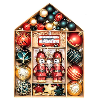 70 pcs London theme Red, Green, Gold Christmas Ball Tree ornaments XMAS Decoration Set - Little Surprise Box70 pcs London theme Red, Green, Gold Christmas Ball Tree ornaments XMAS Decoration Set