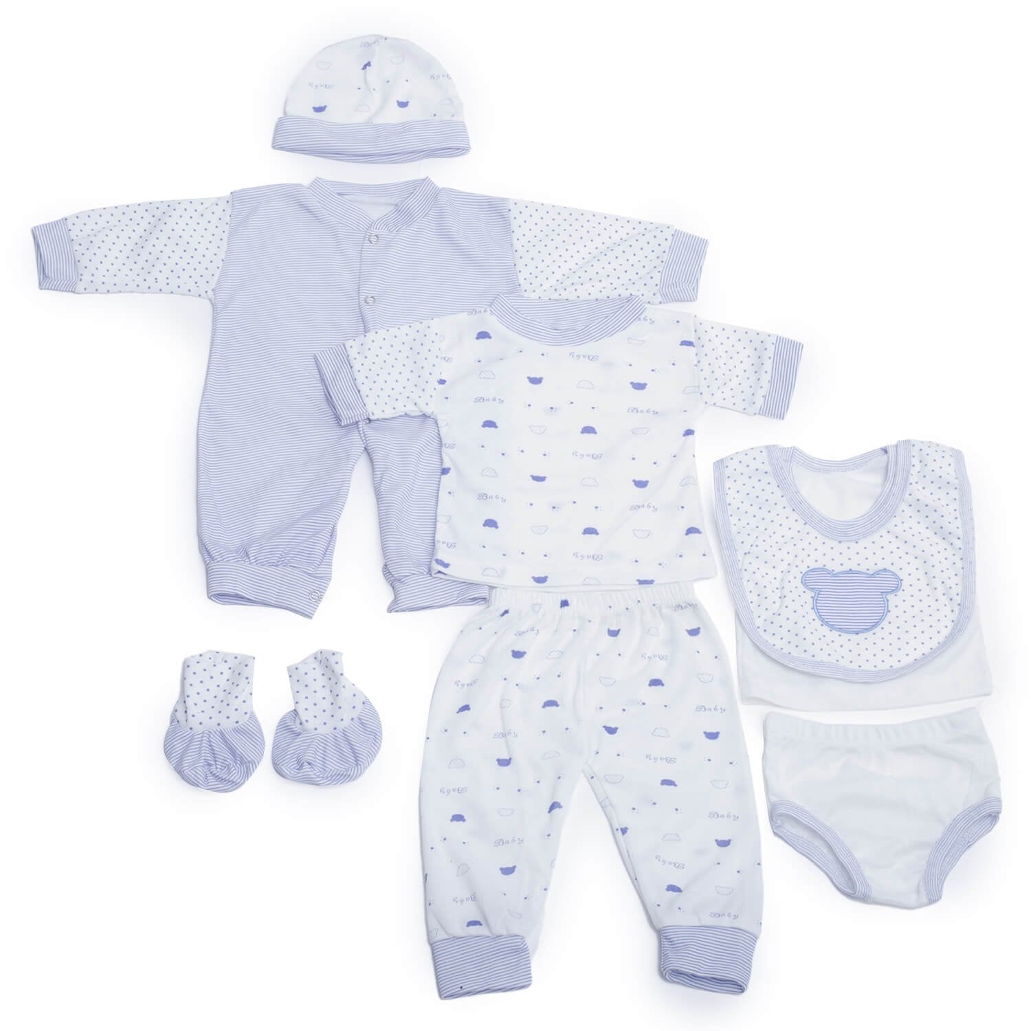 8 pcs Blue Bear Baby Girl/Boy Clothes Set (0-3 months) - Little Surprise Box8 pcs Blue Bear Baby Girl/Boy Clothes Set (0-3 months)