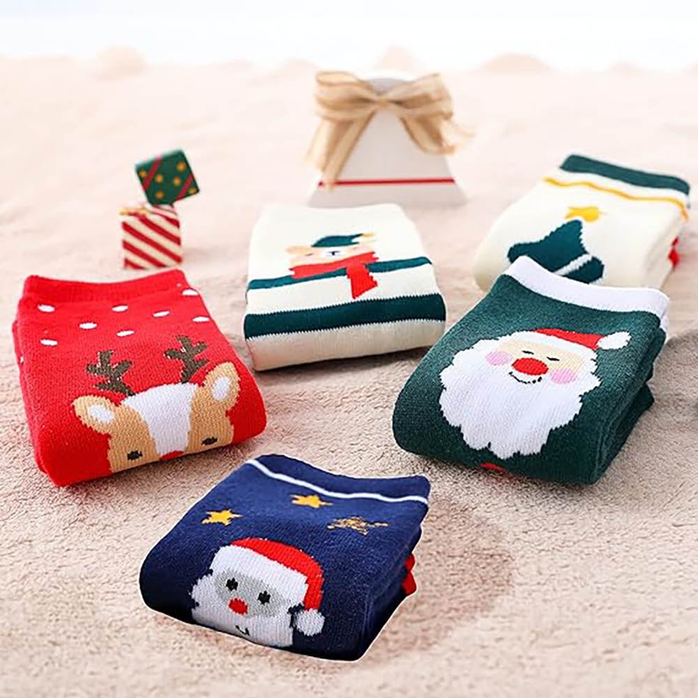 Assorted Festive Christmas Socks set of 5 pcs, Size Small 2year-4years - Little Surprise BoxAssorted Festive Christmas Socks set of 5 pcs, Size Small 2year-4years