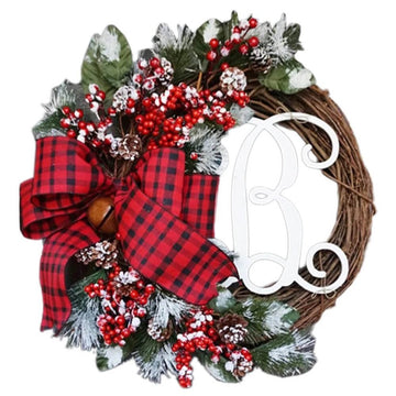 'B' Alphabet Style Artificial Christmas Wreath for Wall, Door and Tree Decor - Little Surprise Box'B' Alphabet Style Artificial Christmas Wreath for Wall, Door and Tree Decor