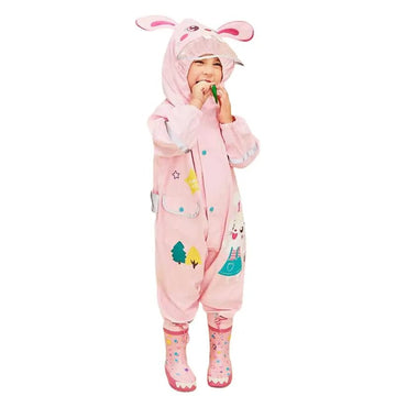 Baby Pink Rabbit Theme All Over Jumpsuit / Playsuit Raincoat for Kids - Little Surprise BoxBaby Pink Rabbit Theme All Over Jumpsuit / Playsuit Raincoat for Kids
