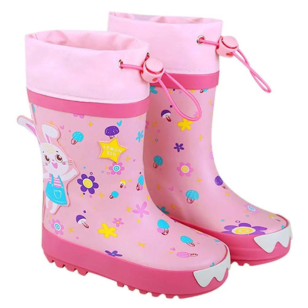 Baby Pink Rabbit Theme Flexible Rubber Rain Gumboots for Kids - Little Surprise BoxBaby Pink Rabbit Theme Flexible Rubber Rain Gumboots for Kids