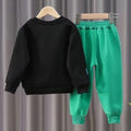 Black & Green Fuzzy Teddy 2 piece Track Suit set for Kids - Little Surprise BoxBlack & Green Fuzzy Teddy 2 piece Track Suit set for Kids