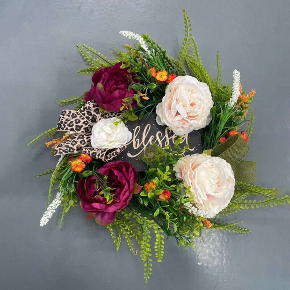 Blessed theme Artificial Christmas Wreath for Wall,Door and Tree Decor