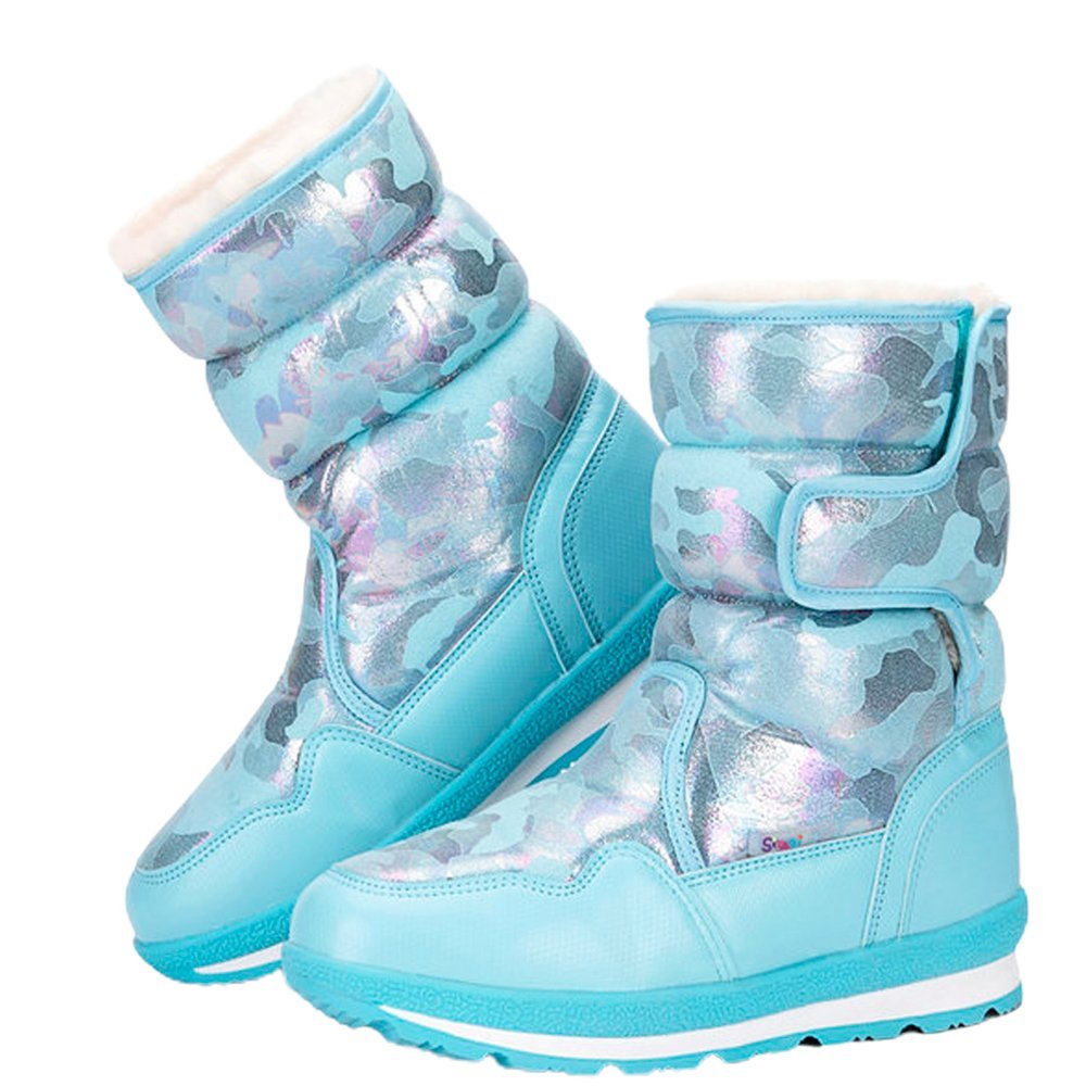 Blue and Silver Glam Kids Winter Snowboots - Little Surprise BoxBlue and Silver Glam Kids Winter Snowboots
