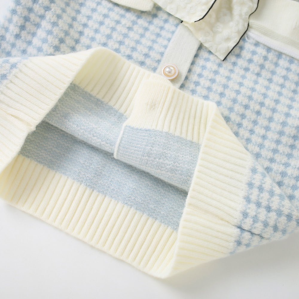 Blue & Cream Big Bow , 2 pc Top & Skirt set for Toddlers and Kids - Little Surprise BoxBlue & Cream Big Bow , 2 pc Top & Skirt set for Toddlers and Kids