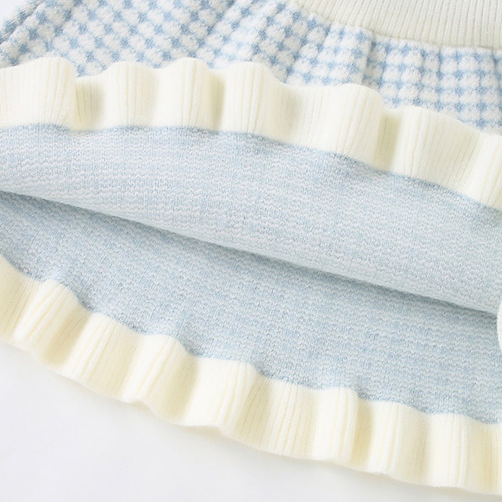 Blue & Cream Big Bow , 2 pc Top & Skirt set for Toddlers and Kids - Little Surprise BoxBlue & Cream Big Bow , 2 pc Top & Skirt set for Toddlers and Kids