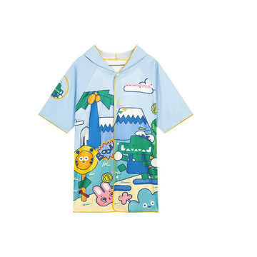 Blue Dino Lightweight Microfibre Hooded Swim Poncho/ beach coverup towel for Kids - Little Surprise BoxBlue Dino Lightweight Microfibre Hooded Swim Poncho/ beach coverup towel for Kids