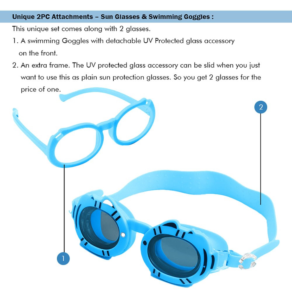 Blue Fish Dual Glass Frame Sun protection & Swimming Goggles for Kids, UV protected and Anti Fog - Little Surprise BoxBlue Fish Dual Glass Frame Sun protection & Swimming Goggles for Kids, UV protected and Anti Fog