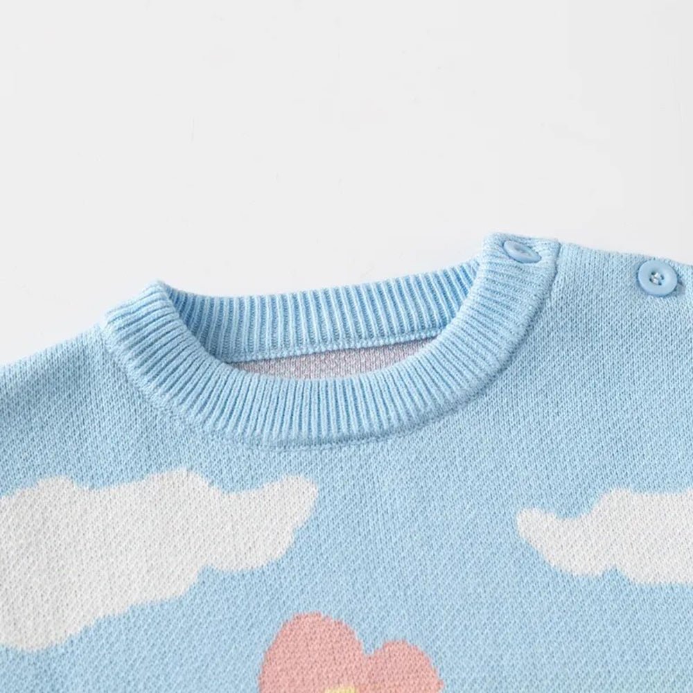 Blue Flower Bloom theme Warmer Cardigan & Christmas Sweater for toddlers & Kids - Little Surprise BoxBlue Flower Bloom theme Warmer Cardigan & Christmas Sweater for toddlers & Kids