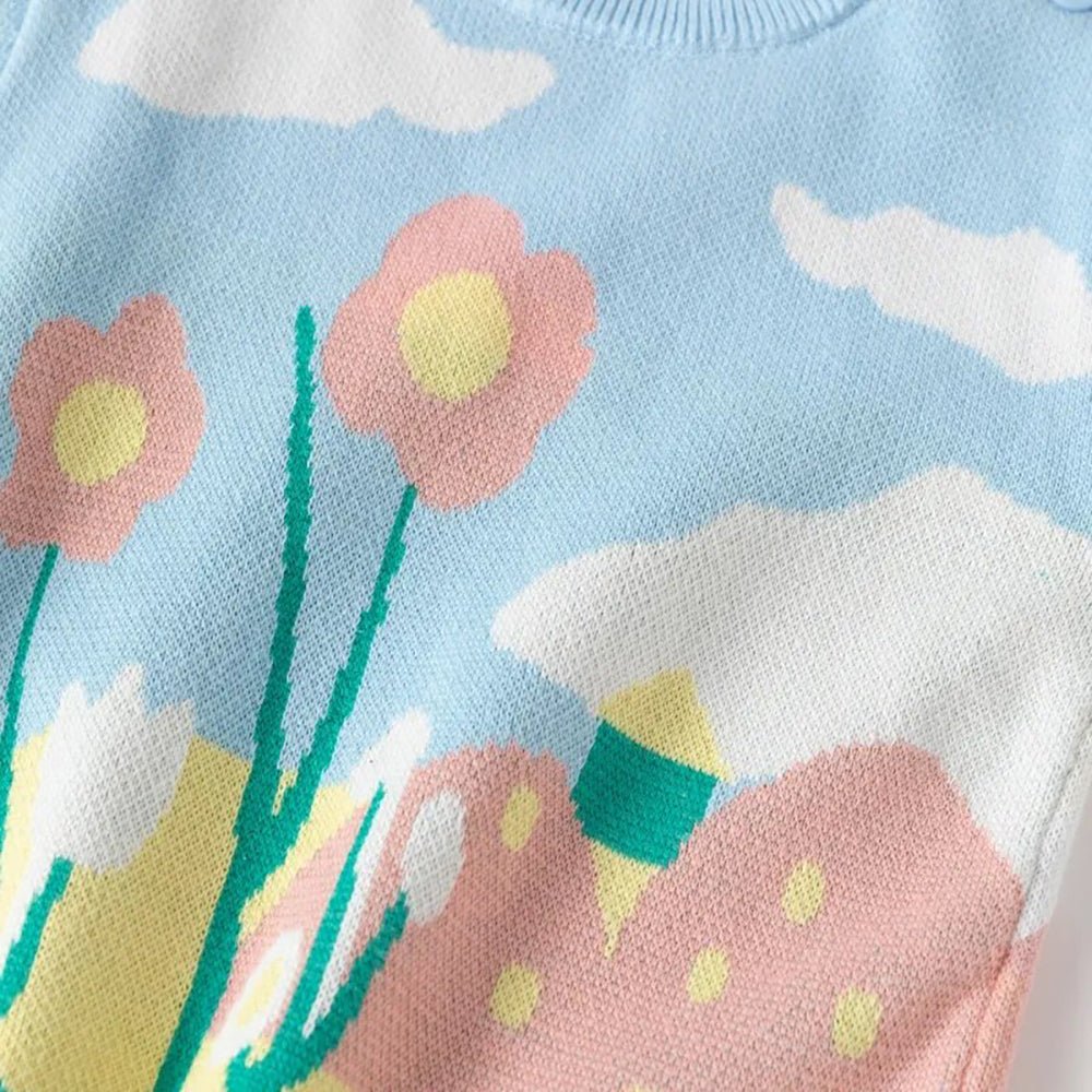Blue Flower Bloom theme Warmer Cardigan & Christmas Sweater for toddlers & Kids - Little Surprise BoxBlue Flower Bloom theme Warmer Cardigan & Christmas Sweater for toddlers & Kids