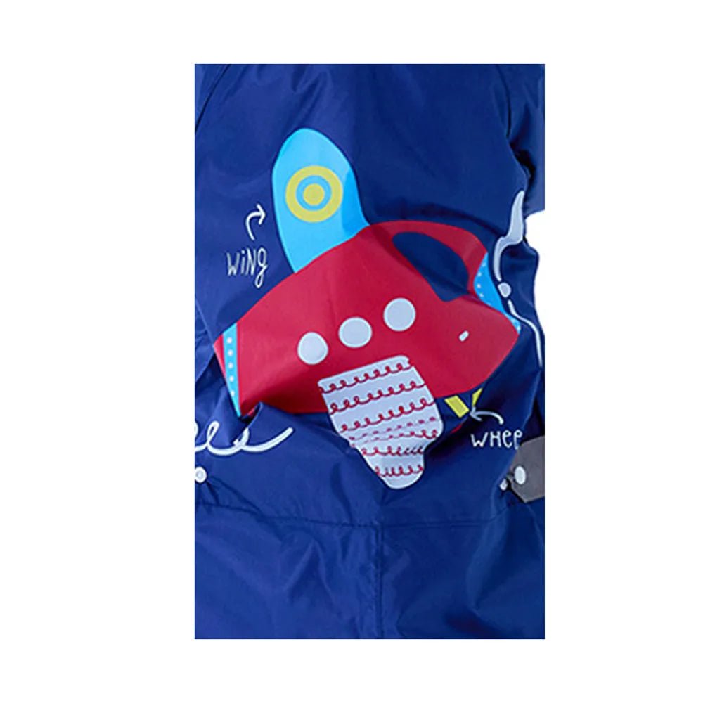 Blue Fly High Airplane Theme All Over Jumpsuit / Playsuit Raincoat for Kids - Little Surprise BoxBlue Fly High Airplane Theme All Over Jumpsuit / Playsuit Raincoat for Kids