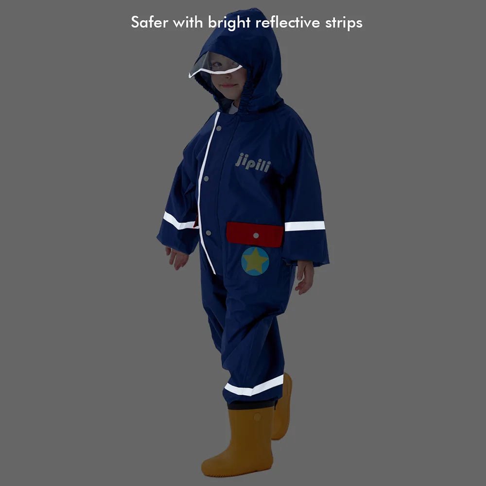 Blue Fly High Airplane Theme All Over Jumpsuit / Playsuit Raincoat for Kids - Little Surprise BoxBlue Fly High Airplane Theme All Over Jumpsuit / Playsuit Raincoat for Kids