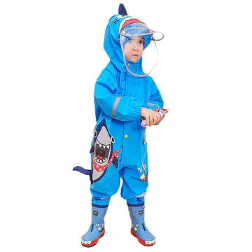 Blue Shark Theme All Over Jumpsuit / Playsuit Raincoat for Kids - Little Surprise BoxBlue Shark Theme All Over Jumpsuit / Playsuit Raincoat for Kids