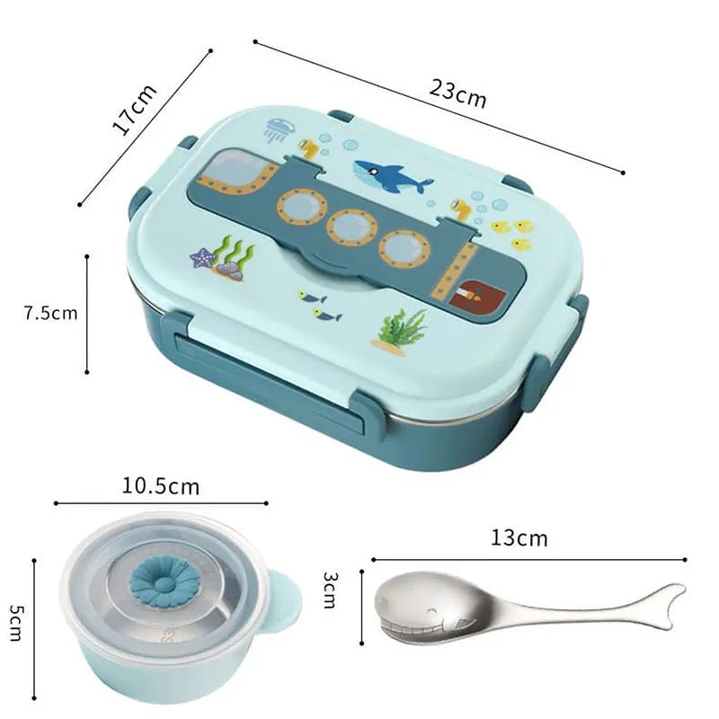 Blue Submarine Theme Compartment Steel Tiffin Lunch Box for Boys and Girls - Little Surprise BoxBlue Submarine Theme Compartment Steel Tiffin Lunch Box for Boys and Girls