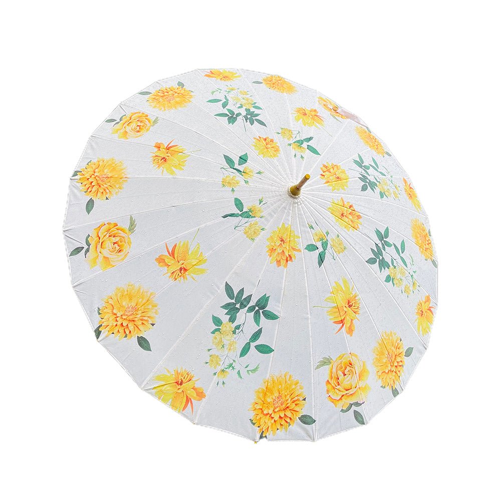 Bright Lemon Flowers, Chinese Canopy Style Rain and All season Umbrella - Little Surprise BoxBright Lemon Flowers, Chinese Canopy Style Rain and All season Umbrella