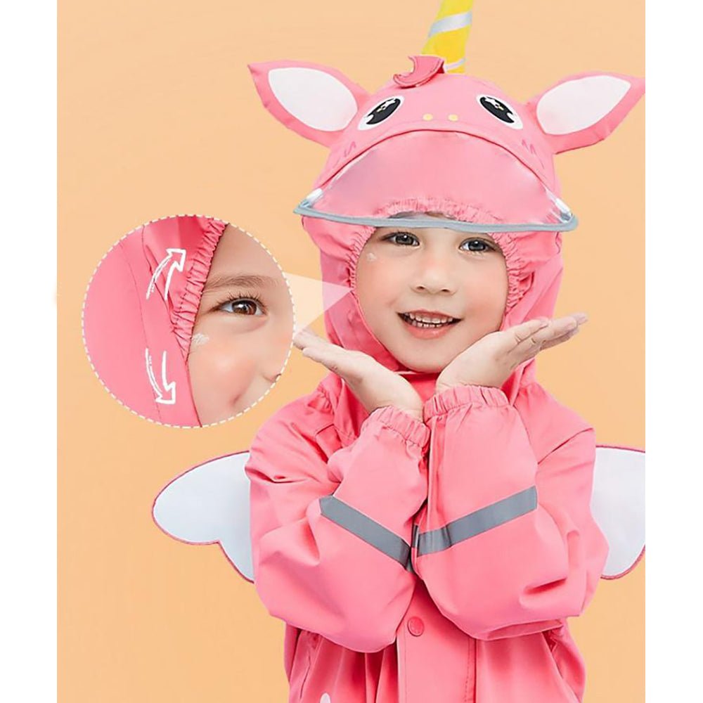 Bright Pink Magical Unicorn Theme All Over Jumpsuit / Playsuit Raincoat for Kids - Little Surprise BoxBright Pink Magical Unicorn Theme All Over Jumpsuit / Playsuit Raincoat for Kids