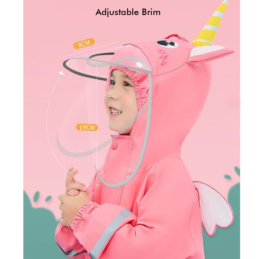 Bright Pink Magical Unicorn Theme All Over Jumpsuit / Playsuit Raincoat for Kids - Little Surprise BoxBright Pink Magical Unicorn Theme All Over Jumpsuit / Playsuit Raincoat for Kids