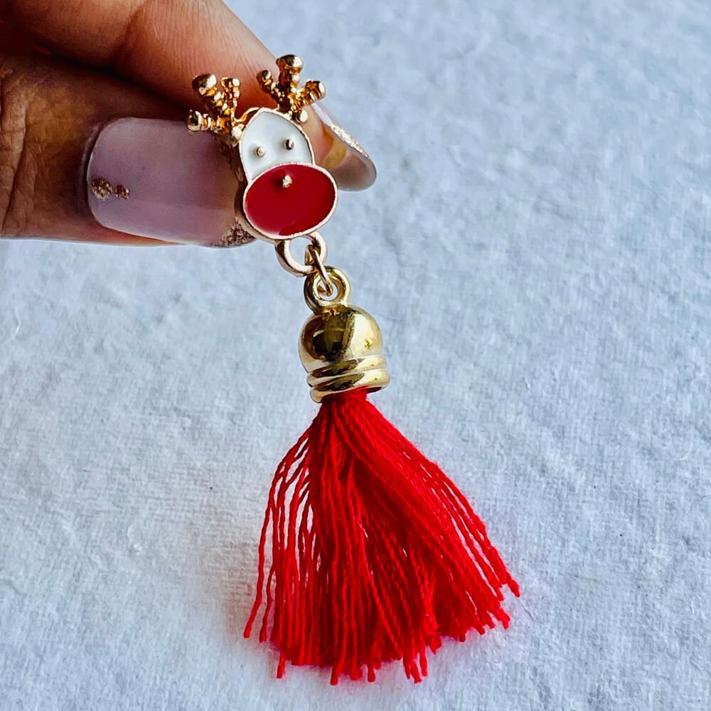 Christmas earrings accessories party wear, Red Flowy hanging Reindeer - Little Surprise BoxChristmas earrings accessories party wear, Red Flowy hanging Reindeer