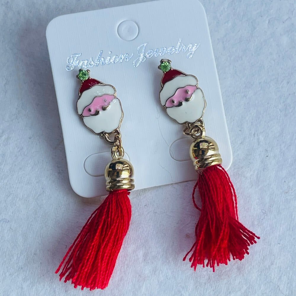 Christmas earrings accessories party wear, Red Flowy hanging Santa Claus - Little Surprise BoxChristmas earrings accessories party wear, Red Flowy hanging Santa Claus