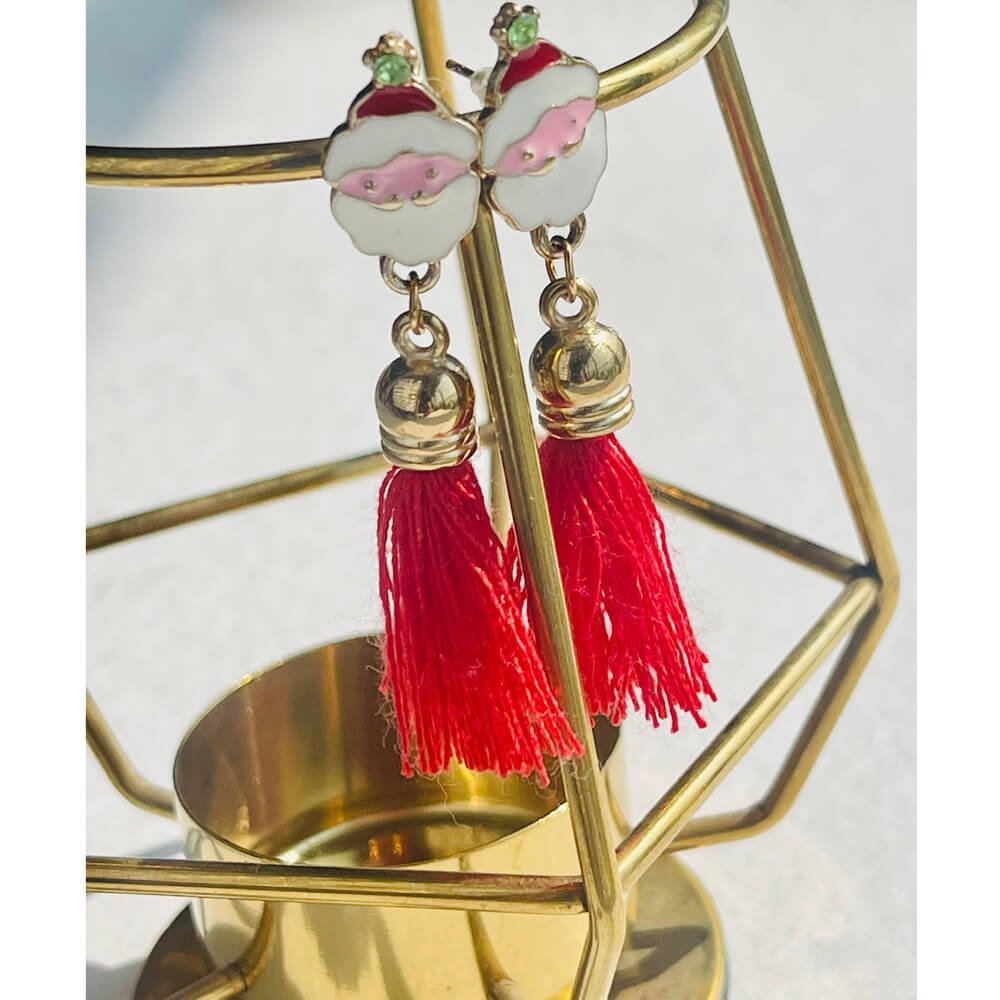 Christmas earrings accessories party wear, Red Flowy hanging Santa Claus - Little Surprise BoxChristmas earrings accessories party wear, Red Flowy hanging Santa Claus
