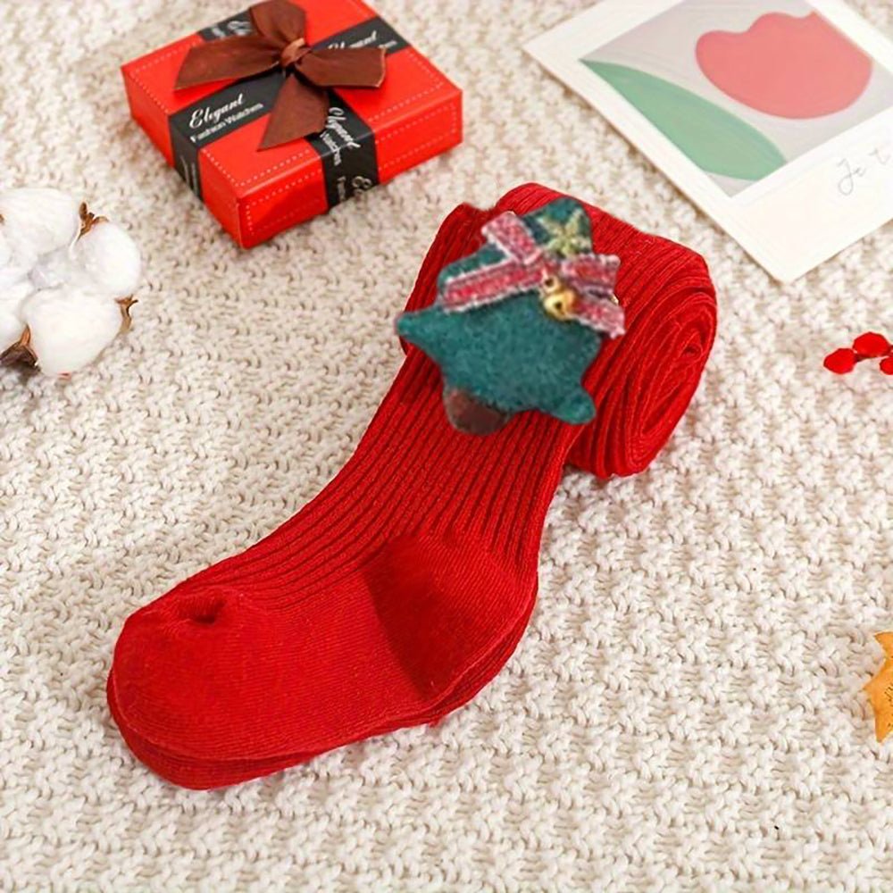 Christmas Glitter XMAS Tree Red Full Length Stockings/Tights for Christmas Party, Small 1-2 years - Little Surprise BoxChristmas Glitter XMAS Tree Red Full Length Stockings/Tights for Christmas Party, Small 1-2 years