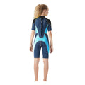 Colorblock Black & Light Blue 2.5mm Neoprene Knee Length Kids Swimsuit, Half Sleeves Swimwear - Little Surprise BoxColorblock Black & Light Blue 2.5mm Neoprene Knee Length Kids Swimsuit, Half Sleeves Swimwear