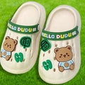 Cream & Dark Green Big Bear Slip on Clogs, Summer/Monsoon/ Beach Footwear for Toddlers and Kids, Unisex - Little Surprise BoxCream & Dark Green Big Bear Slip on Clogs, Summer/Monsoon/ Beach Footwear for Toddlers and Kids, Unisex