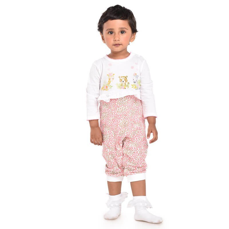 Floral Animal Print Romper, 1-2 years