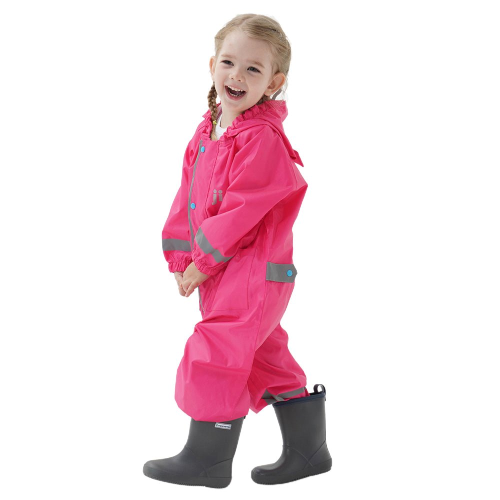 Fuchsia Pink Cute Owl Theme All Over Jumpsuit / Playsuit Raincoat for Kids - Little Surprise BoxFuchsia Pink Cute Owl Theme All Over Jumpsuit / Playsuit Raincoat for Kids