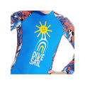 Full Sleeves Kids Swimwear Sky Blue & Yellow Sunshine Printed Full Length, with UPF 50+ - Little Surprise BoxFull Sleeves Kids Swimwear Sky Blue & Yellow Sunshine Printed Full Length, with UPF 50+