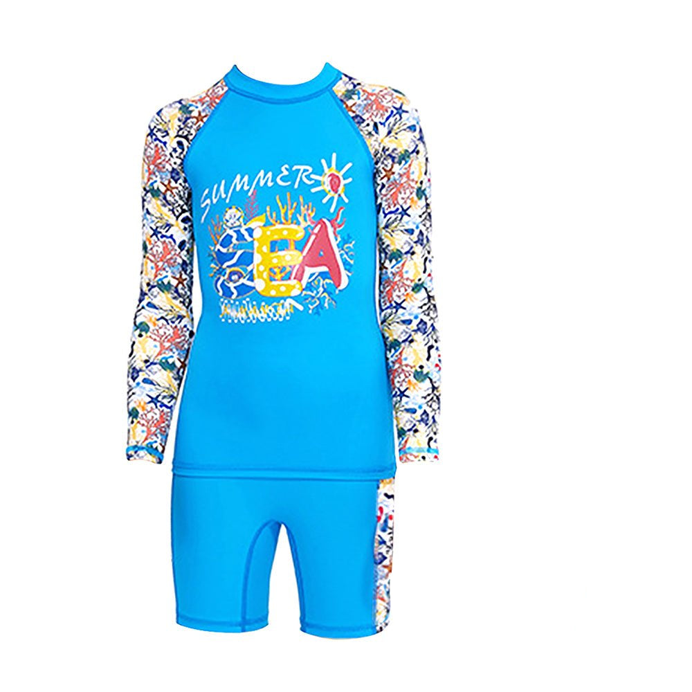 Full Sleeves Shirt & Shorts set Swimwear , Blue Fauna with UPF 50+ (2 pcs set) - Little Surprise BoxFull Sleeves Shirt & Shorts set Swimwear , Blue Fauna with UPF 50+ (2 pcs set)