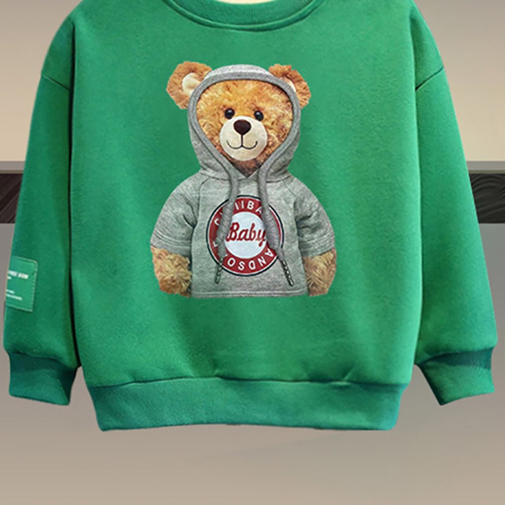 Green & black Hoodie up Teddy 2 piece Track Suit set for Toddlers & Kids - Little Surprise BoxGreen & black Hoodie up Teddy 2 piece Track Suit set for Toddlers & Kids