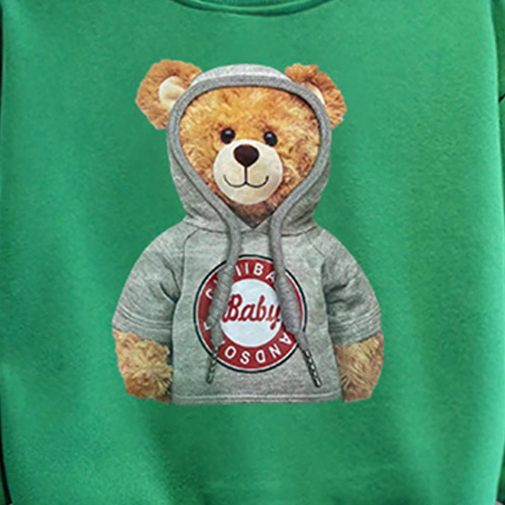 Green & black Hoodie up Teddy 2 piece Track Suit set for Toddlers & Kids - Little Surprise BoxGreen & black Hoodie up Teddy 2 piece Track Suit set for Toddlers & Kids