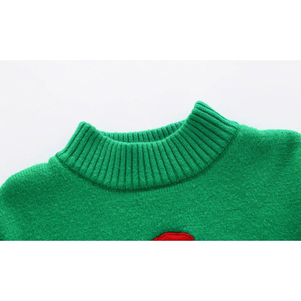 Green Cardigan Sweater Santa Monogram High Neck