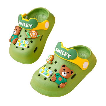 Green & Yellow Bear, Slip on Clogs, Summer/Monsoon/ Beach Footwear for Toddlers and Kids, Unisex