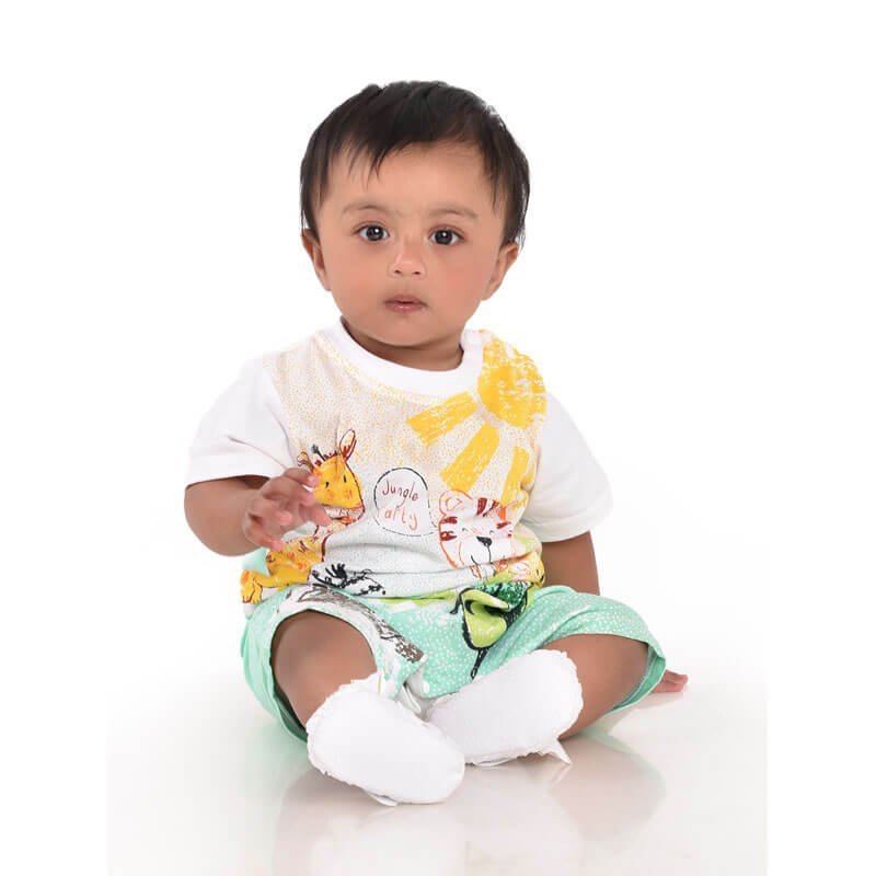 Jungle Party Print Romper, 1-2 years Unisex Kids Wear
