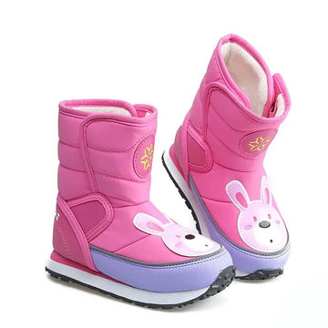 Kids Snow Boots Cute Bunny Bright Pink