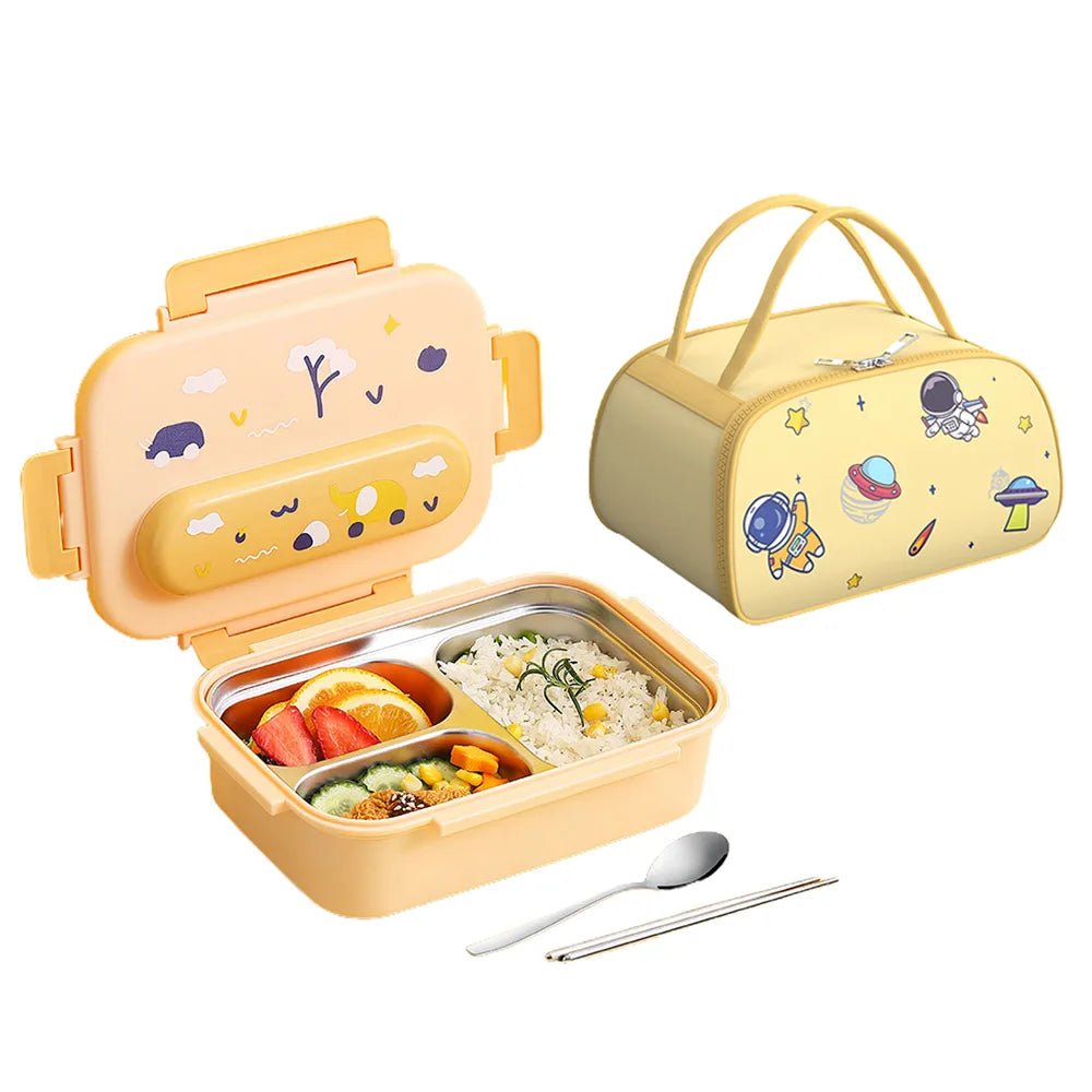 Kids Tiffin Lunch Box with Insulated Lunch Box Cover Yellow