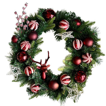 Maroon Reindeer Artifical Wreath for Wall,Door and Tree Décor - Little Surprise BoxMaroon Reindeer Artifical Wreath for Wall,Door and Tree Décor