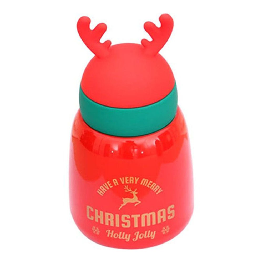 Mini Belly Red Antler Stainless Steel Sleek Christmas Water Bottle 