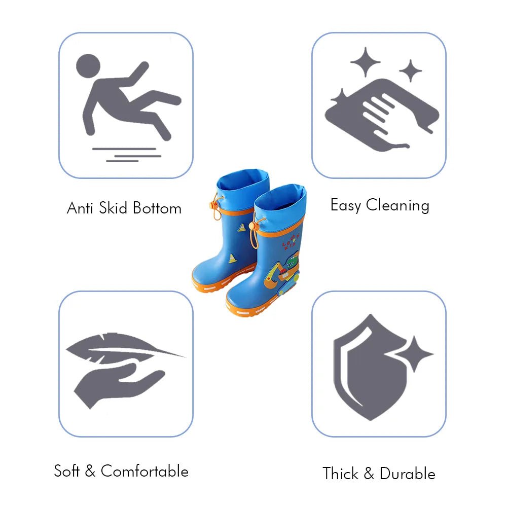 Mr. Dino Dig Tripper Flexible Rubber Rain Gumboots for Kids Cobalt Blue - Little Surprise BoxMr. Dino Dig Tripper Flexible Rubber Rain Gumboots for Kids Cobalt Blue