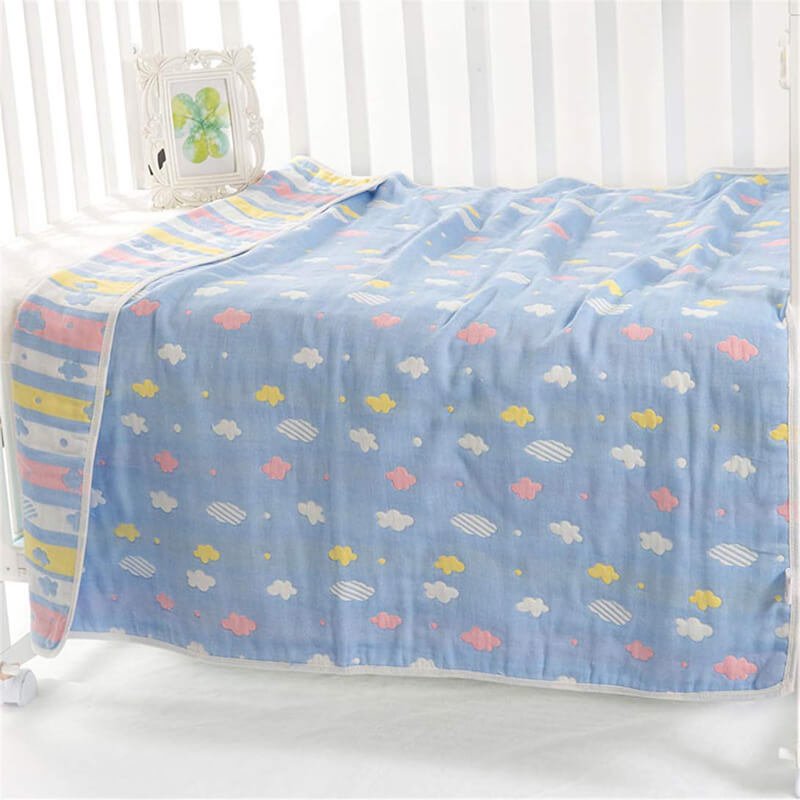 Multi color Mushroom Designed Organic Muslin Blanket, Bib and Napkin Matching Set - Little Surprise BoxMulti color Mushroom Designed Organic Muslin Blanket, Bib and Napkin Matching Set
