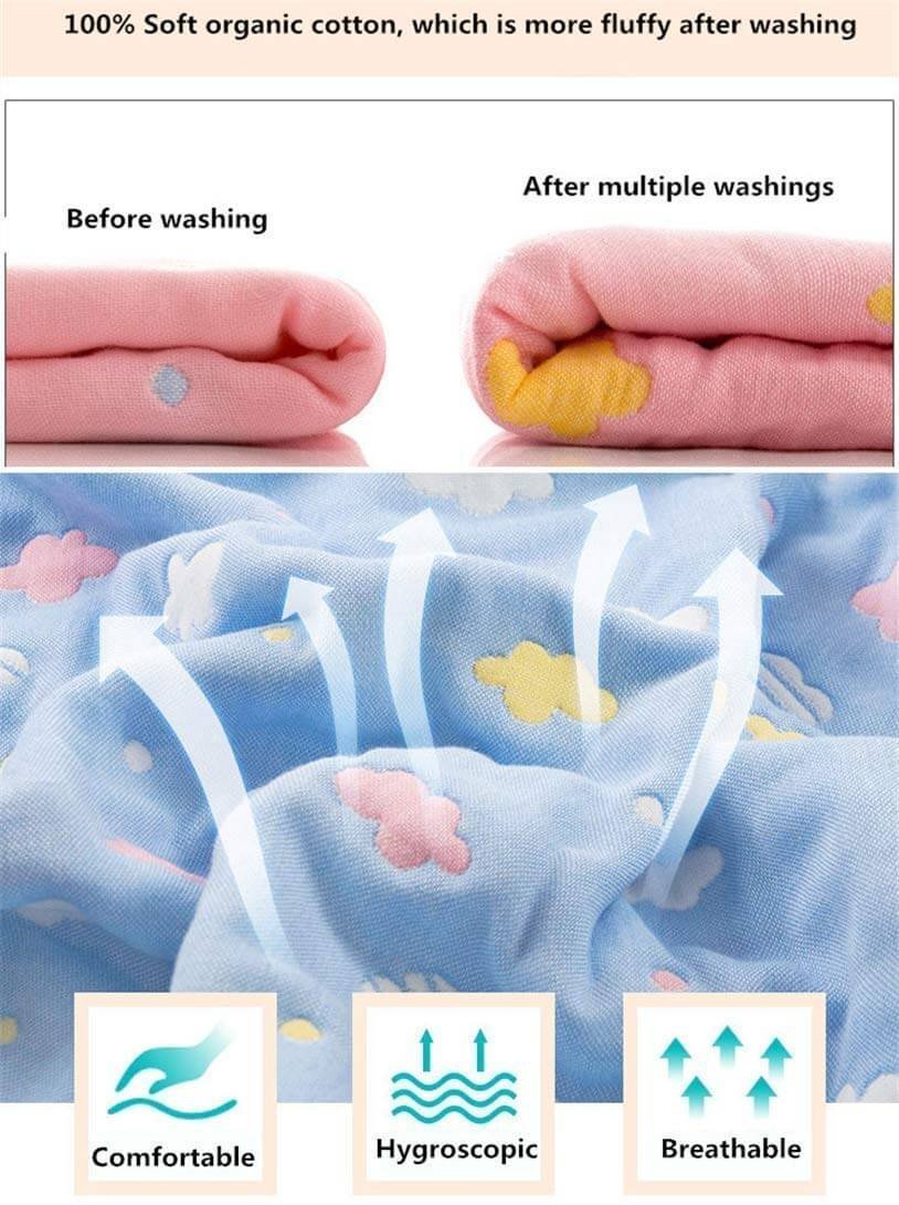Multi color Mushroom Designed Organic Muslin Blanket, Bib and Napkin Matching Set - Little Surprise BoxMulti color Mushroom Designed Organic Muslin Blanket, Bib and Napkin Matching Set